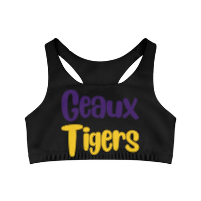 Geaux Tigers Seamless Sports Bra Black