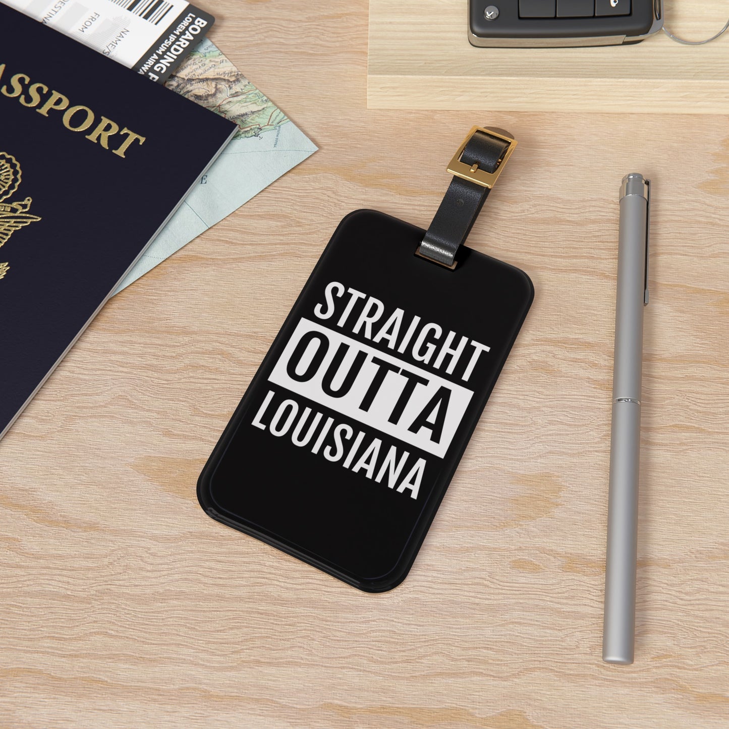 Straight Outta Louisiana Luggage Tag - Black