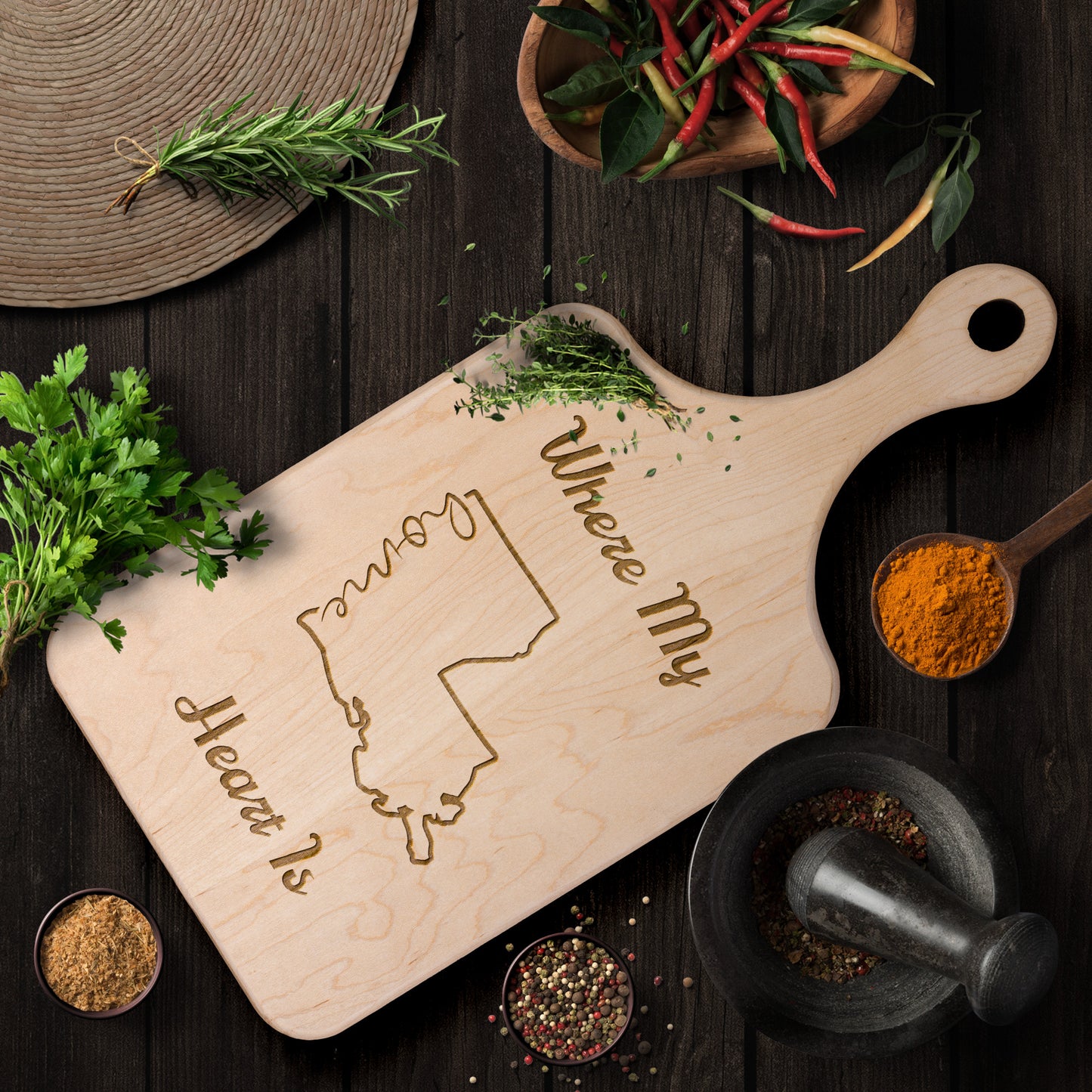 Home Is Where My Heart Is Paddle Cutting Board