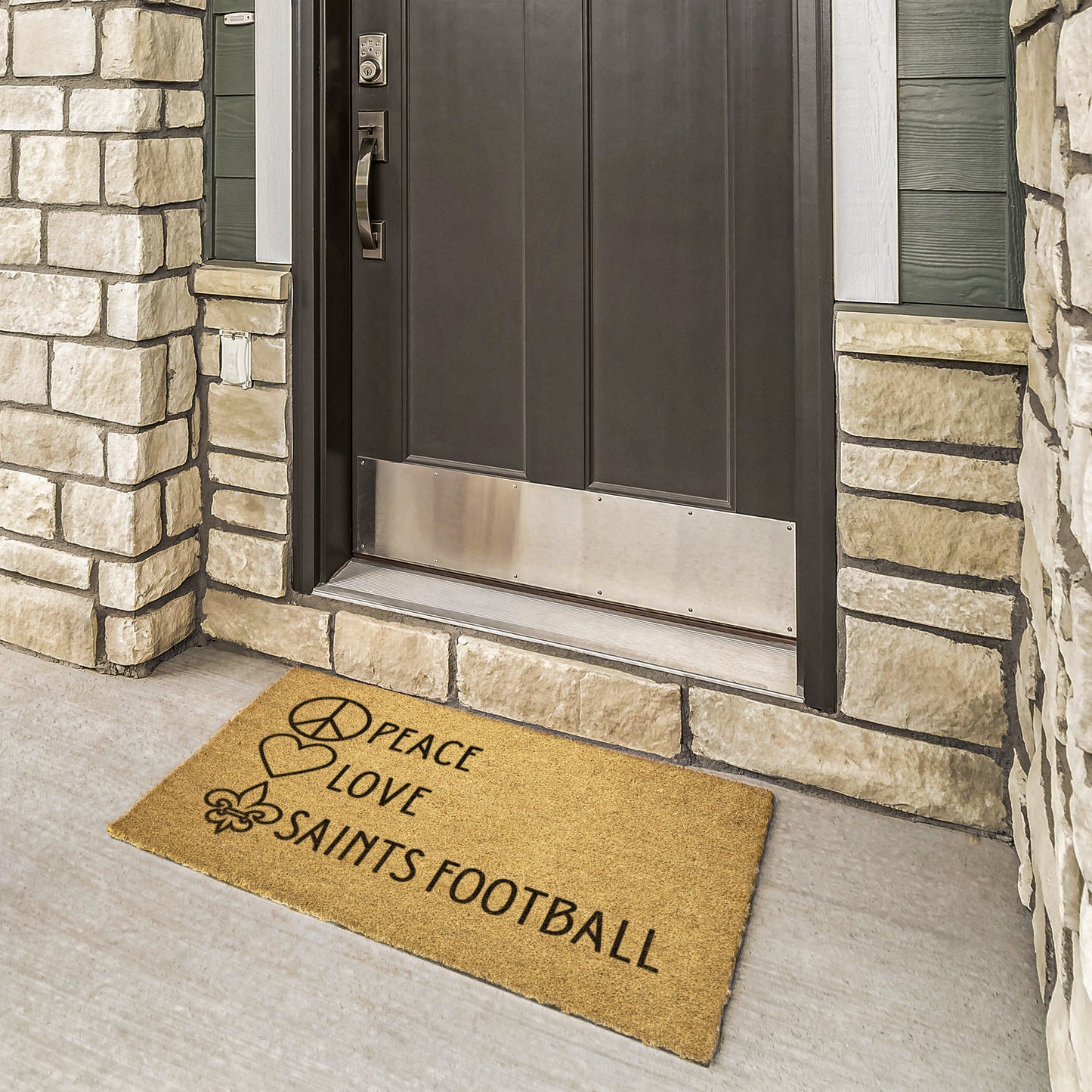 Peace Love Saints Football Doormat