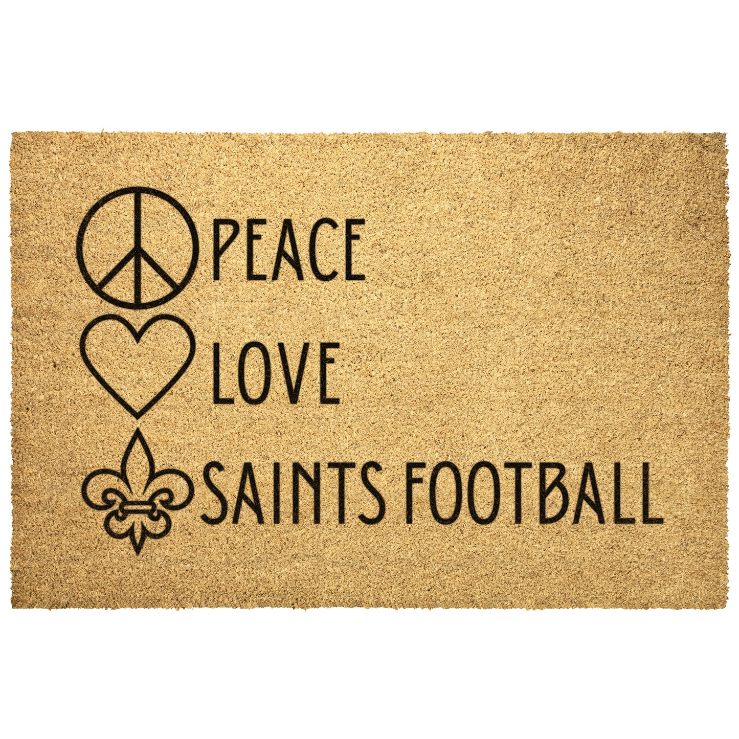 Peace Love Saints Football Doormat