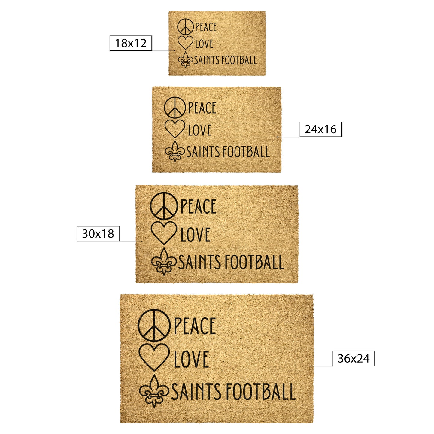 Peace Love Saints Football Doormat