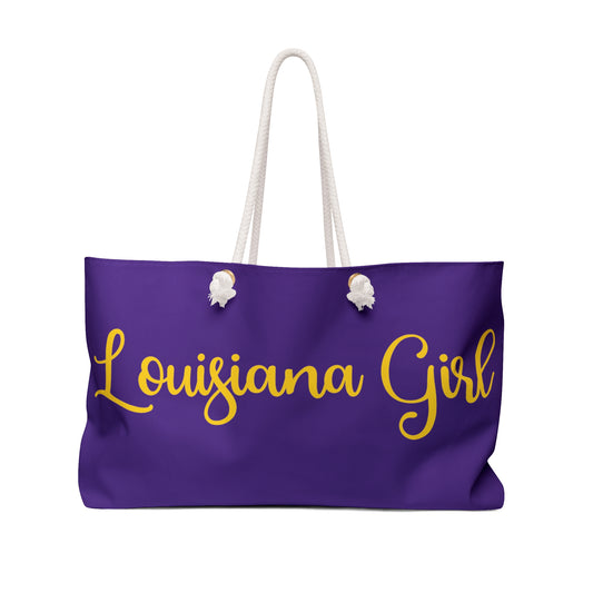 Louisiana Girl Weekender Bag - Purple & Gold