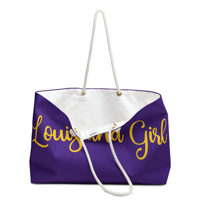 Louisiana Girl Weekender Bag - Purple & Gold