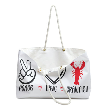 Peace Love Crawfish Weekender Bag